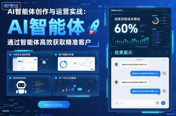 AI智能体创作与运营实战，实体门店通过智能体高效获取精准客户-小白网创