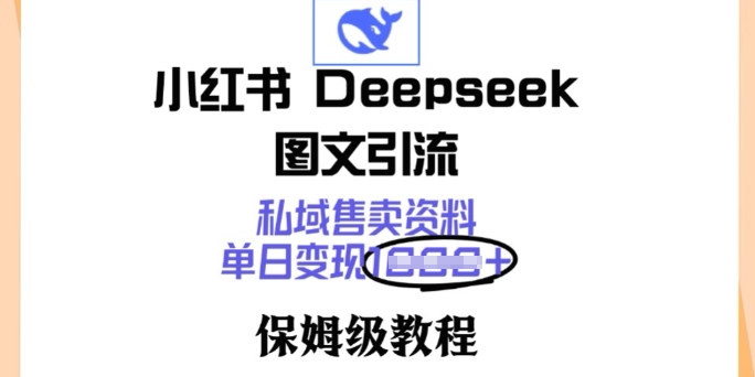 小红书Deepseek图文引流，私域售卖资料，单日变现多张，保姆级教程-小白网创