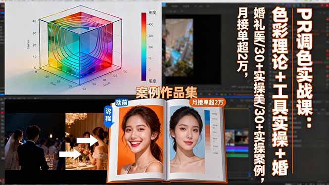 PR调色实战课：色彩理论+工具实操+婚礼医美/30+实操案例，月接单超2万-小白网创
