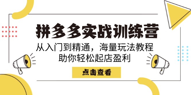 （14392期）拼多多实战训练营，从入门到精通，海量玩法教程，助你轻松起店盈利-小白网创