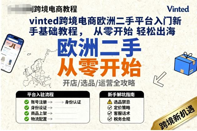 vinted跨境电商欧洲二手平台入门新手基础教程，从零开始轻松出海-小白网创