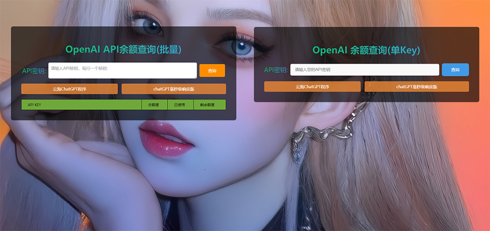 ChatGPT在线查询余额小工具源码-小白网创