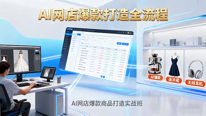 AI网店爆款商品打造实战班：AI技术实现商品图智能处理，快速搭建AI网店-小白网创
