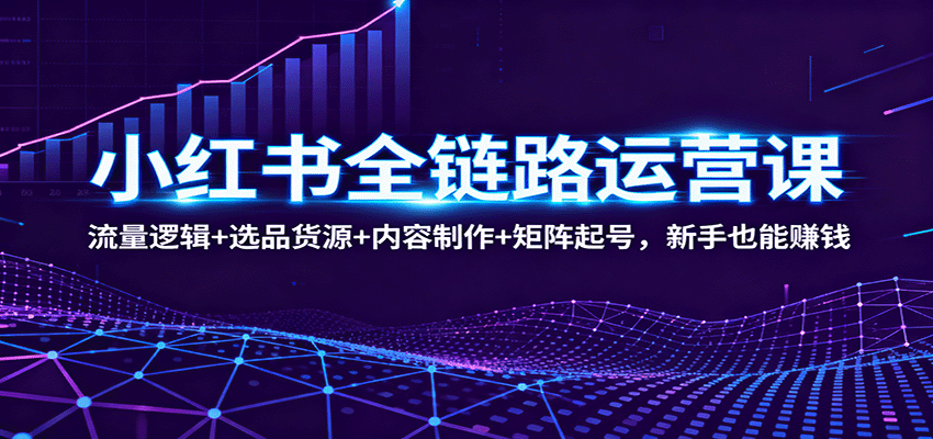 小红书全链路运营课：流量逻辑+选品货源+内容制作+矩阵起号，新手也能赚钱-小白网创