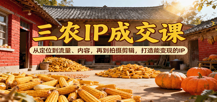 三农IP成交课：从定位到流量、内容，再到拍摄剪辑，打造能变现的IP-小白网创