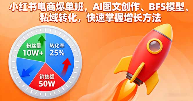 小红书电商爆单班，AI图文创作、BFS模型、私域转化，快速掌握增长方法-小白网创