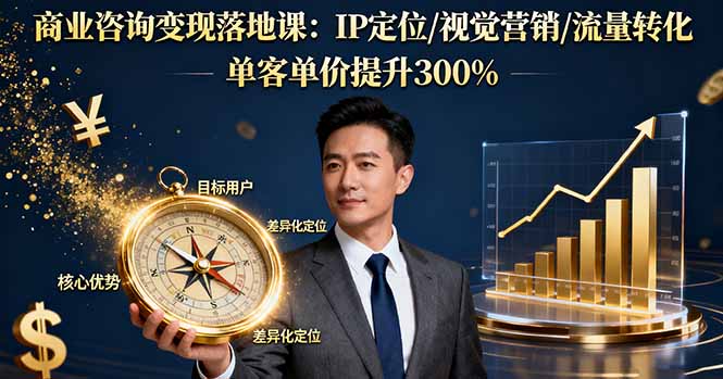 商业咨询变现落地课：IP定位/视觉营销/流量转化，单客单价提升300%-小白网创
