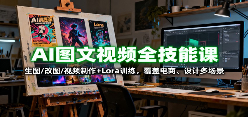 AI图文视频全技能课:生图/改图/视频制作+Lora训练,覆盖电商 、设计多场景-小白网创