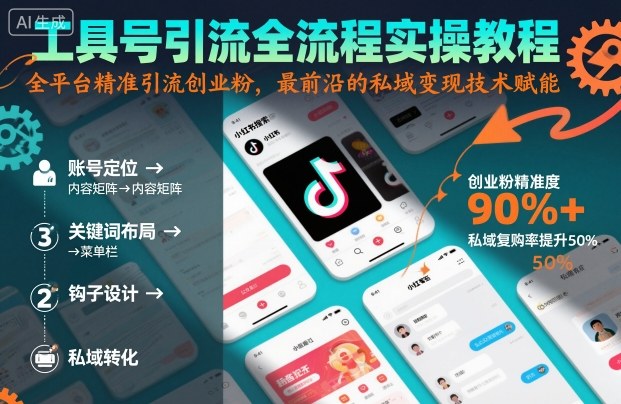 工具号引流全流程保姆级实操教程，全平台精准引流创业粉，最前沿的私域变现技术赋能-小白网创