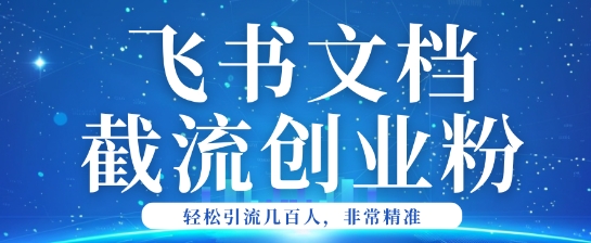 利用飞书文档截流创业粉轻松引流200+-小白网创