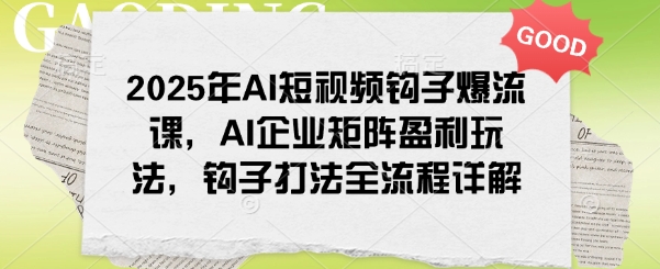 2025年AI短视频钩子爆流课，AI企业矩阵盈利玩法，钩子打法全流程详解-小白网创