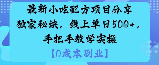 最新小吃配方项目分享独家秘诀，线上单日5张，手把手教学实操-小白网创