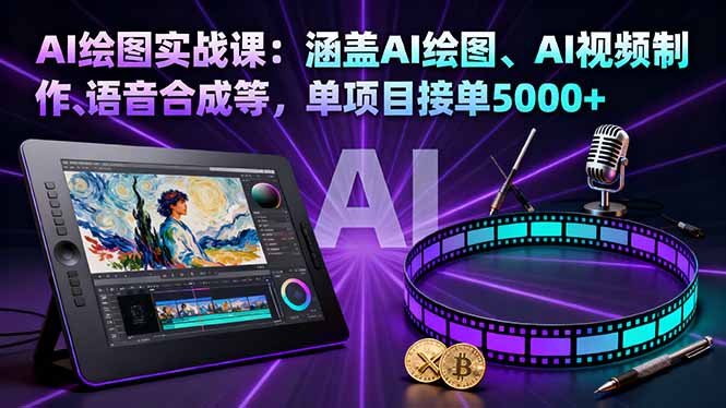 AI绘图实战课：涵盖AI绘图、AI视频制作、语音合成等，单项目接单5000+-小白网创