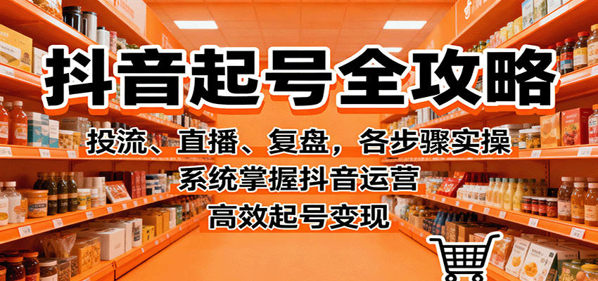 抖音起号全攻略,投流、直播、复盘,各步骤实操,系统掌握抖音运营,高效起号变现