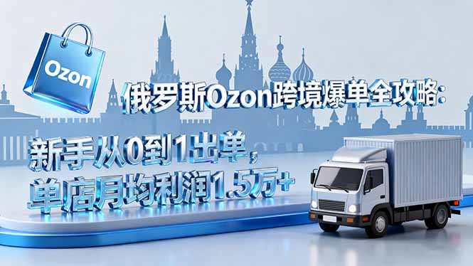 俄罗斯Ozon跨境爆单全攻略：新手从0到1出单，单店月均利润1.5万+-小白网创