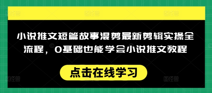 小说推文短篇故事混剪最新剪辑实操全流程，0基础也能学会小说推文教程，肯干多发日入多张-小白网创
