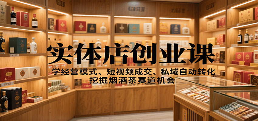 实体店创业课：学经营模式、短视频成交、私域自动转化，挖掘烟酒茶赛道机会-小白网创