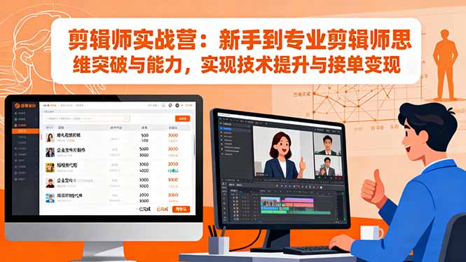 剪辑师实战营：新手到专业剪辑师思维突破与能力，实现技术提升与接单变现-小白网创