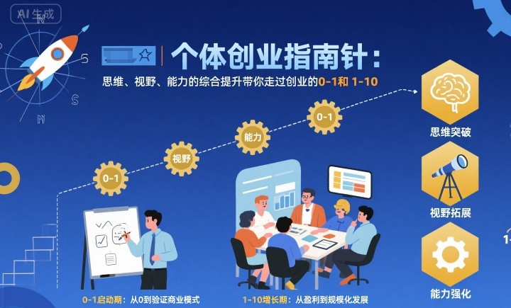 个体创业指南针，思维、视野、能力的综合提升带你走过创业的0-1和1-10【音频】-小白网创