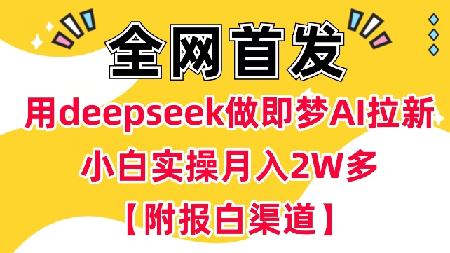 用deepseek做即梦Ai拉新 小白实操月入过W+【附报白渠道】-小白网创