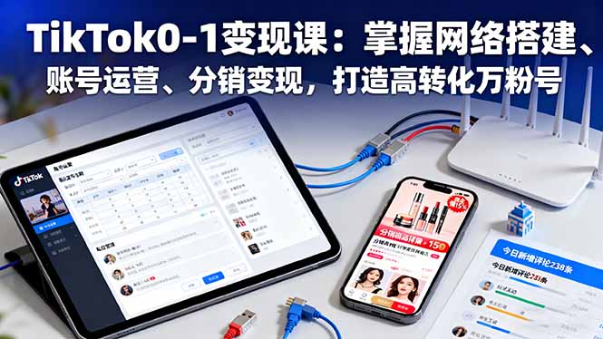 TikTok0-1变现课：掌握网络搭建、账号运营、分销变现，打造高转化万粉号-小白网创