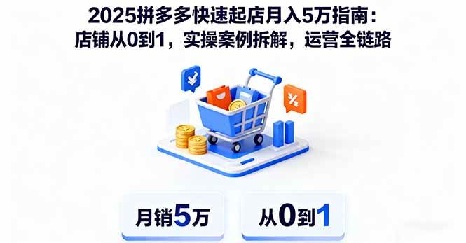 （16199期）2025拼多多快速起店月入5万指南：店铺从0到1，实操案例拆解，运营全链路-小白网创
