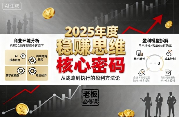 2025年度稳賺思维老板创业营,拆解2025年新商业环境下,企业实现持续盈利的核心密码
